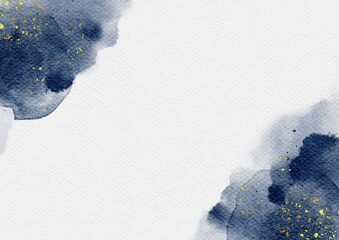 Poster - Blue watercolor stains and splatter grunge background texture. paper textured for design templates invitation card
