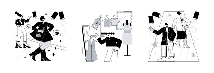 Poster - fashion collection abstract concept vector illustration set. fashion week, couturier house, apparel 