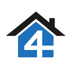 Poster - home or house icon with number 4