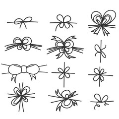 Wall Mural - hand drawn doodle bowknot on ribbon or line illustration