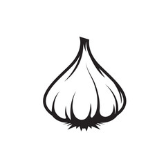 Poster - black line garlic icon vector concept element design