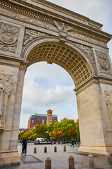 Wall Mural - New York City Washington Square Park limestone arch looking into fall park