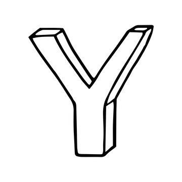 letter Y hand drawn in doodle style.