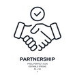 Partnership and handshake concept editable stroke outline icon isolated on white background flat vector illustration. Pixel perfect. 64 x 64.