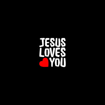 Jesus loves you religious message isolated on dark background