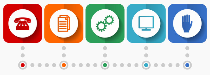 Leinwandbilder - Technology vector icons, flat design web buttons collection, business concept infographic template