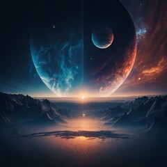 Space galaxy background with planets and stars