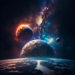 space galaxy background with planets and stars