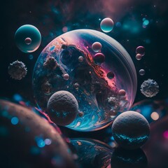  Space galaxy background with planets and stars
