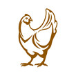 Chicken farm icon. Hen and poultry meat butchery. Chicken meat and eggs farming, agriculture company and organic food products market or shop graphic vector icon, emblem or label with hen bird