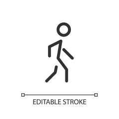 Sticker - Human pixel perfect linear ui icon. Passer by. Walking person. Citizen and resident. GUI, UX design. Outline isolated user interface element for app and web. Editable stroke. Arial font used