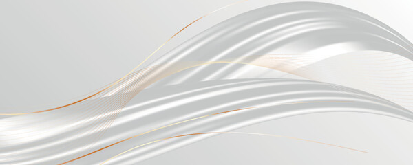 Wall Mural - Abstract 3d white background with golden lines