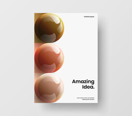 Wall Mural - unique 3d balls annual report concept. vivid cover a4 vector design template.