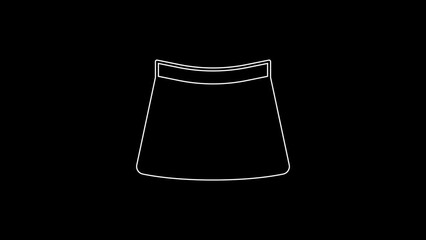 Sticker - White line Skirt icon isolated on black background. 4K Video motion graphic animation