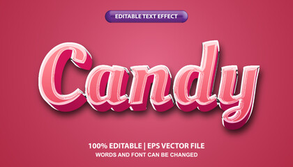 Candy editable text effect template, colorful pink gradient with glossy effect font style