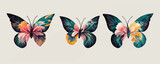 Fototapeta Motyle - Beautiful colorful tropical butterflies on white background