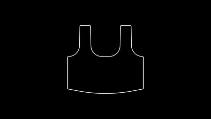 Poster - White line Undershirt icon isolated on black background. 4K Video motion graphic animation