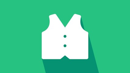 Poster - White Waistcoat icon isolated on green background. Classic vest. Formal wear for men. 4K Video motion graphic animation