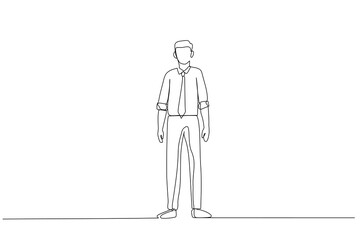 Wall Mural - Drawing of businessman in casual outfit. Continuous line art style