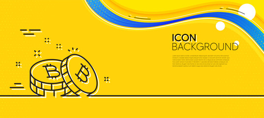 Poster - bitcoin line icon. abstract yellow background. cryptocurrency coin sign. crypto money symbol. minima