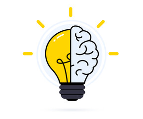 Poster - Creative idea logo. Symbol of creativity, half of light bulb and brain. Concept of Innovation, solution, education. Symbol of creativity, creative idea, mind, thinking. Vector illustration