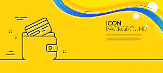 Poster - wallet with credit card line icon. abstract yellow background. cash money sign. payment method symbo