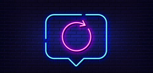Aufkleber - neon light speech bubble. refresh line icon. rotation arrow sign. reset or reload symbol. neon light