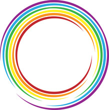 LGBT Rainbow Frame In Circle Shape. PNG Transparent.