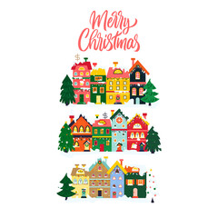 Canvas Print - Blue Merry Christmas Concept. Illustration of Seasonal Greetings. Holiday Celebration.