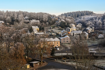 Canvas Print - Climat hiver environnement planète nature Belgique Wallonie Habay la neuve village immobilier logement chauffage