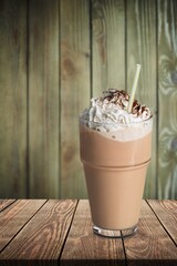 Canvas Print - Tasty sweet Iced Latte with Cream in glass