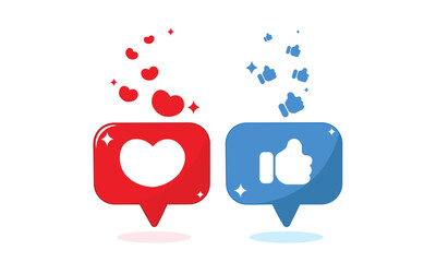 Poster - heart shape and thumb icon on social media illustration eps10