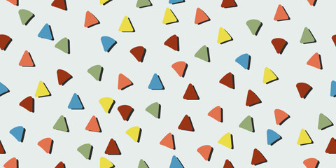 Aufkleber - Colored triangles with shadow on a white background. The triangles are randomly placed on the wallpaper. Vector decor and print, stylish design of seamless surfaces.