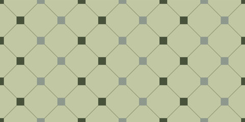Poster - Green small squares between large rhombuses. Vector decor and print, stylish design of seamless surfaces.