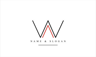 WA, AW, W, A abstract letters logo monogram