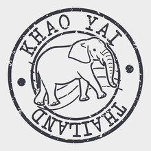 Khao Yai National Park, Tambon Mu Si, Amphoe Pak Chong, Chang Wat Nakhon Ratchasima, Thailand Silhouette Postal Passport. Stamp Round Vector Icon. Design Travel Postmark. 