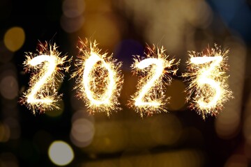 Canvas Print - New Year concept, 2023 sparkling number