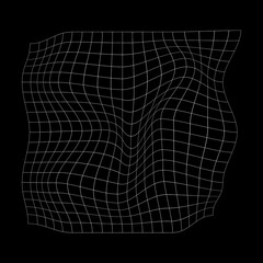 Wall Mural - distorted square grid. warped mesh texture. curvatured net. checkered pattern deformation. bented wh