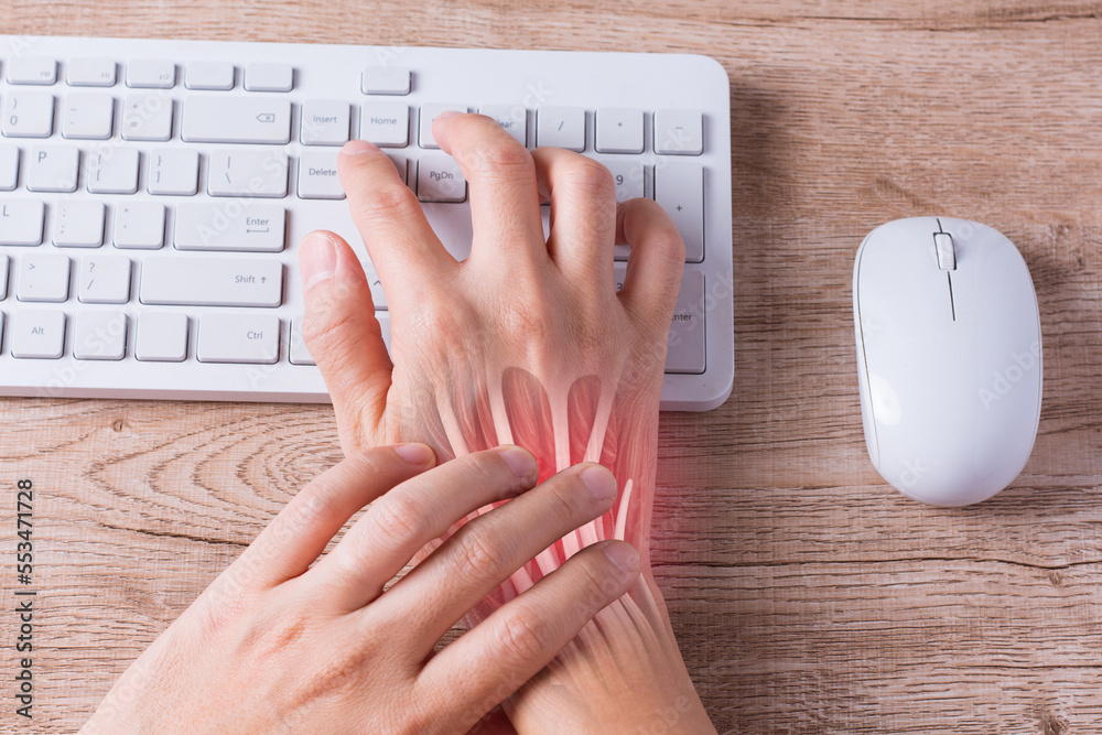 hand muscle inflammation from office syndrome , hand muscle pain