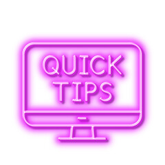 Poster - Quick tips line icon. Helpful tricks sign. Neon light effect outline icon.