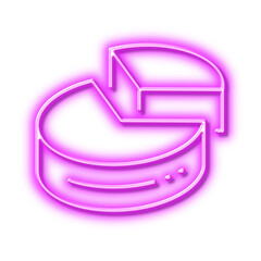 Poster - pie chart line icon. presentation 3d graph sign. neon light effect outline icon.
