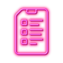 Poster - Checklist Document line icon. File sign. Neon light effect outline icon.
