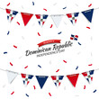 Vector iIlustration of Independence Day in Dominican Republic. Garland with the flag of the Dominican Republic on a white background.
