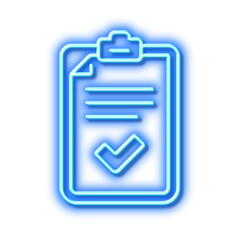 Poster - checklist line icon. survey report sign. neon light effect outline icon.