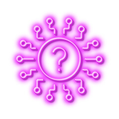 Wall Mural - Question mark line icon. Quiz chat bubble sign. Neon light effect outline icon.