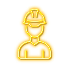 Poster - Foreman line icon. Engineer or architect sign. Neon light effect outline icon.