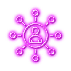 Poster - Business networking line icon. Teamwork sign. Neon light effect outline icon.