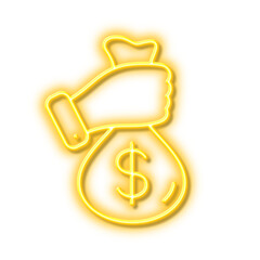Wall Mural - Bribe line icon. Money fraud crime sign. Neon light effect outline icon.