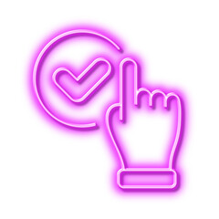 Aufkleber - Checkbox line icon. Approve sign. Neon light effect outline icon.