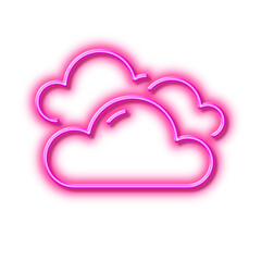 Canvas Print - Cloudy weather line icon. Clouds sign. Sky. Neon light effect outline icon.